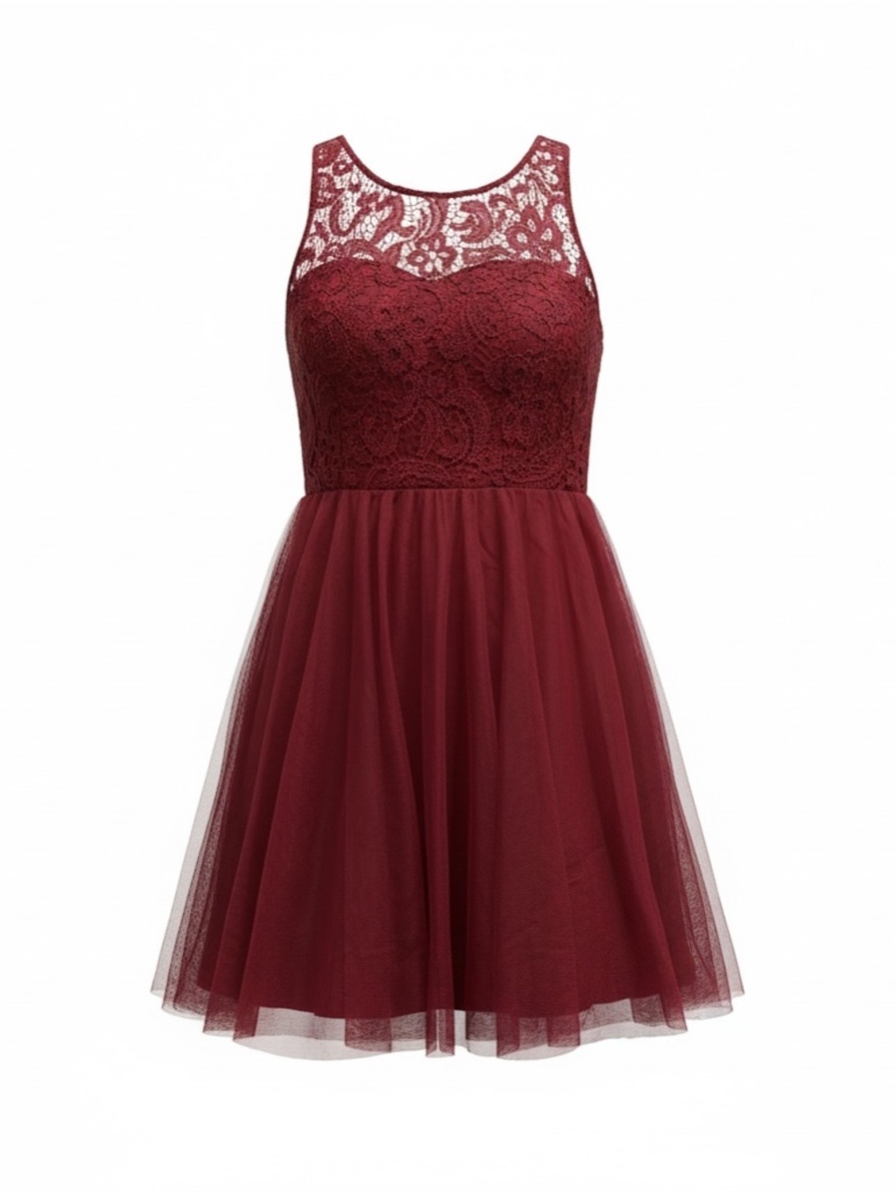Forever 21+ Burgundy Lace Bodice Dress